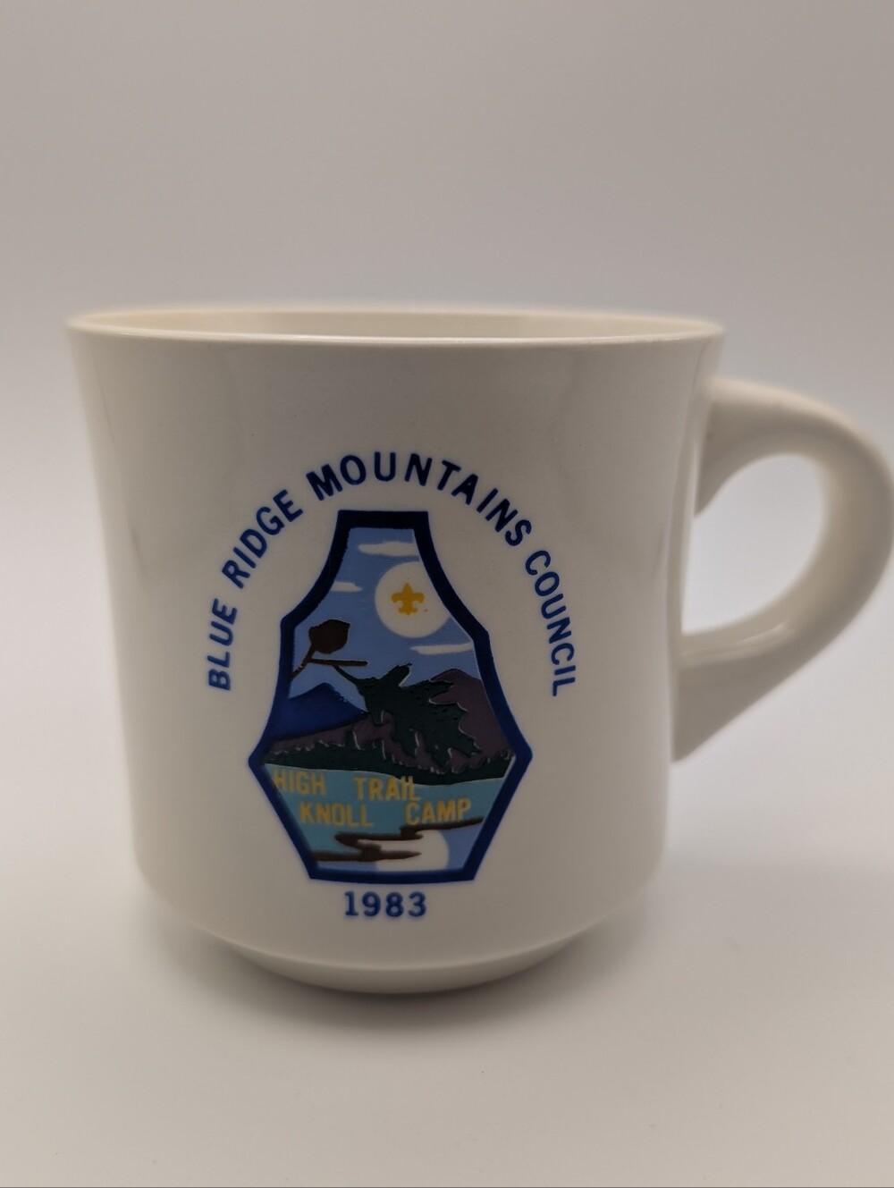 Vintage Boy Scouts Coffee Mug Blue Ridge Mtn. Counsel 1983 High Trail Knoll BSA